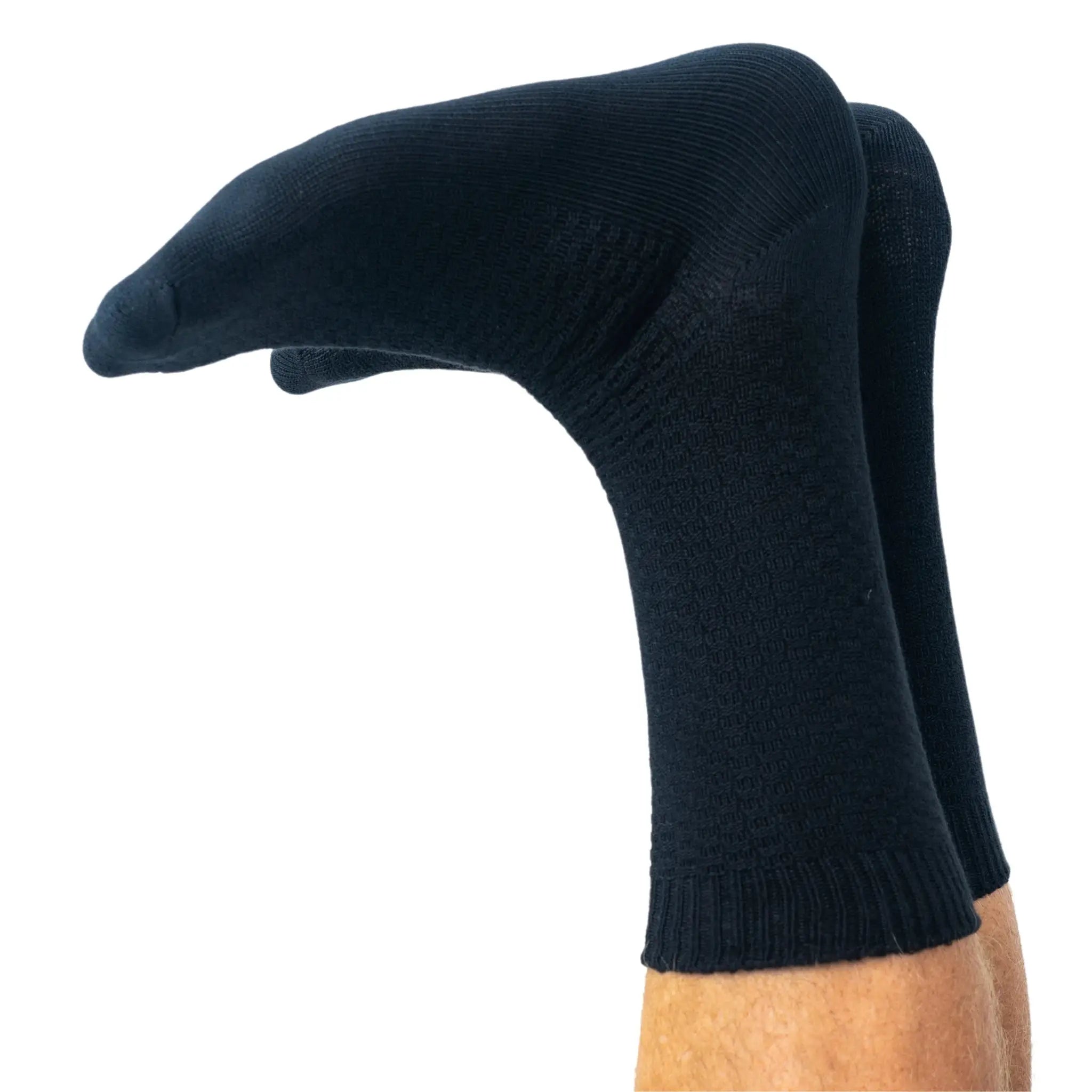 Black bamboo bed socks with gentle cuff, soft and breathable for cozy nights and lounging at home