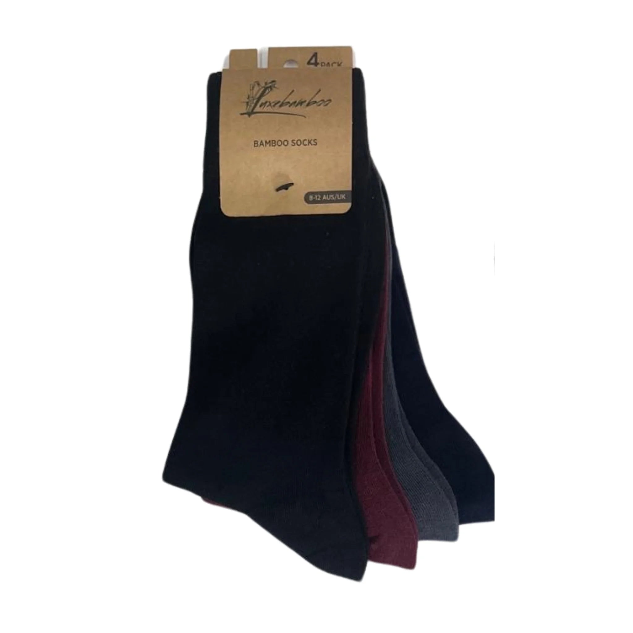Men's premium bamboo business socks in a 4-pack, assorted classic colors, comfortable and breathable